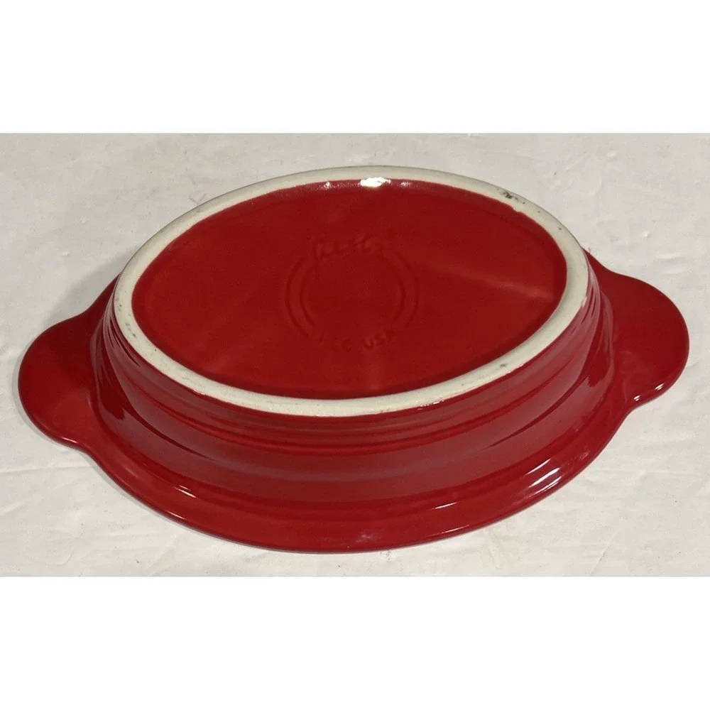 HLC Fiesta Ware Red Oval Au Gratin Baking Dish 9